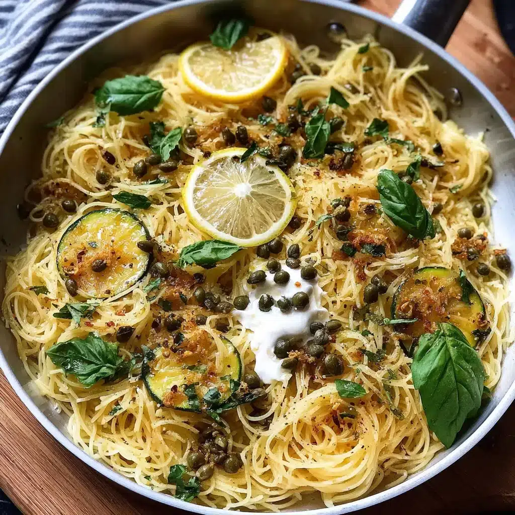 Lemon Basil Angel Hair w Crispy Capers Zucchini Delight