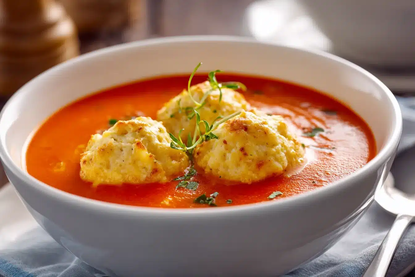 Ultimate Tomato Soup Recipe with Cheddar Bay Dumplings