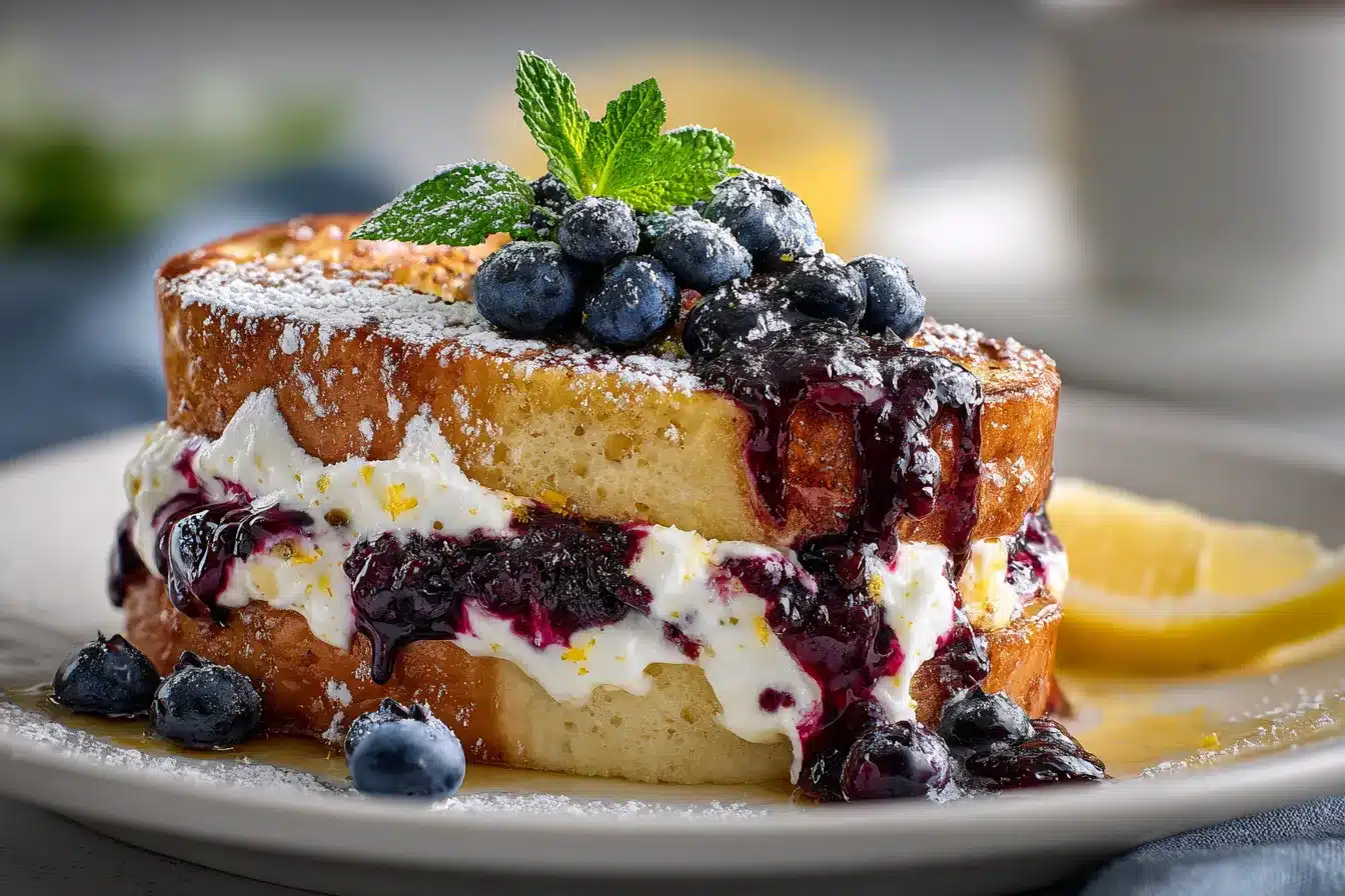 Indulge in BlueberryLemon Ricotta Stuffed French Toast Delights
