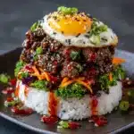 Korean BBQ Beef Rice Stack