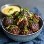 Korean BBQ Meatballs with Spicy Mayo Dip