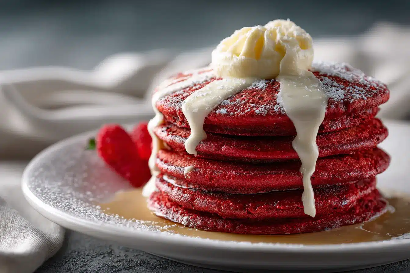 Fluffy Red Velvet Pancakes Indulge in a Decadent Delight