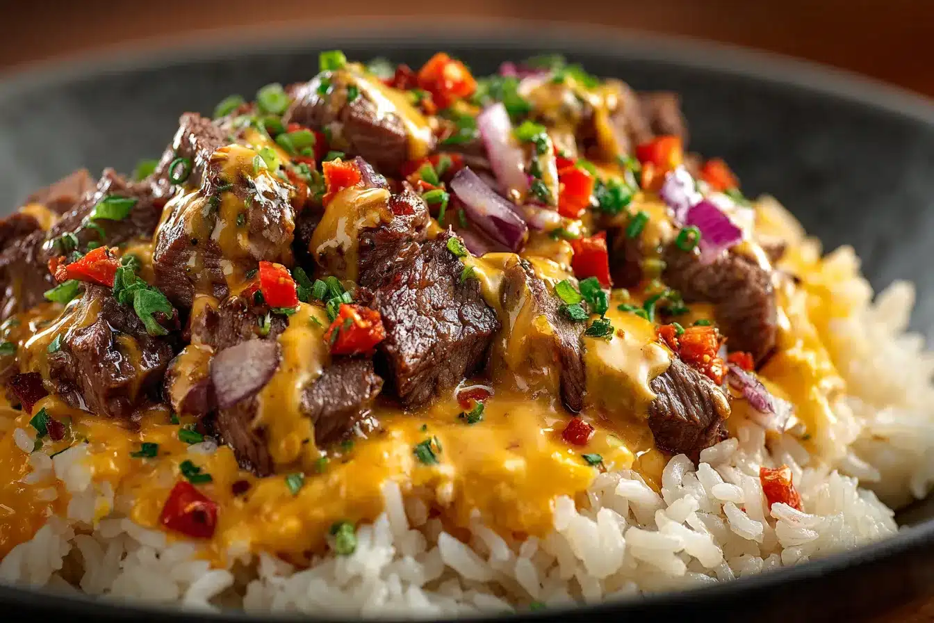 Savory Steak Queso Rice Indulge in Flavorful Comfort