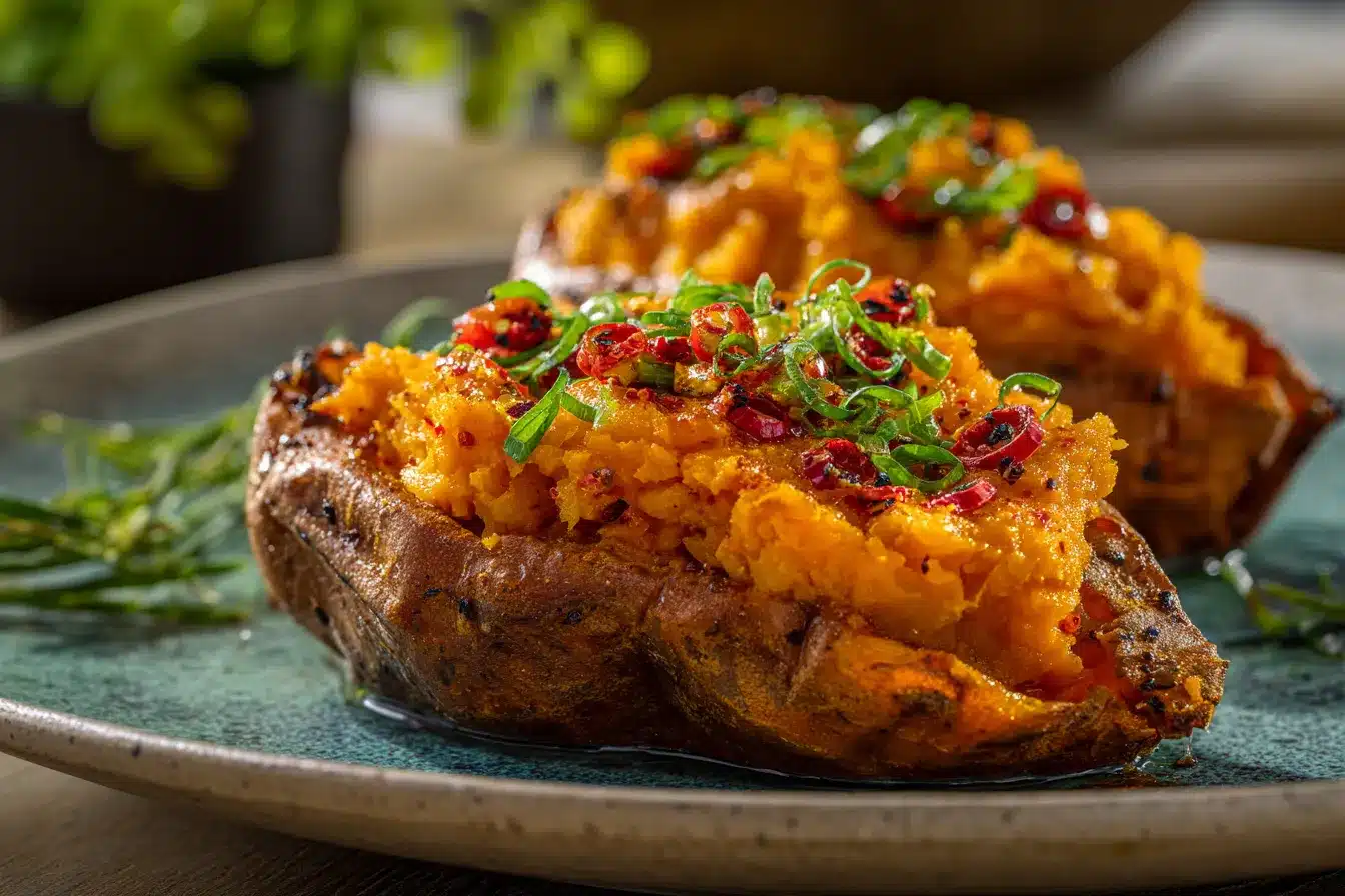 Delicious Sweet Spicy Smashed Sweet Potatoes Recipe