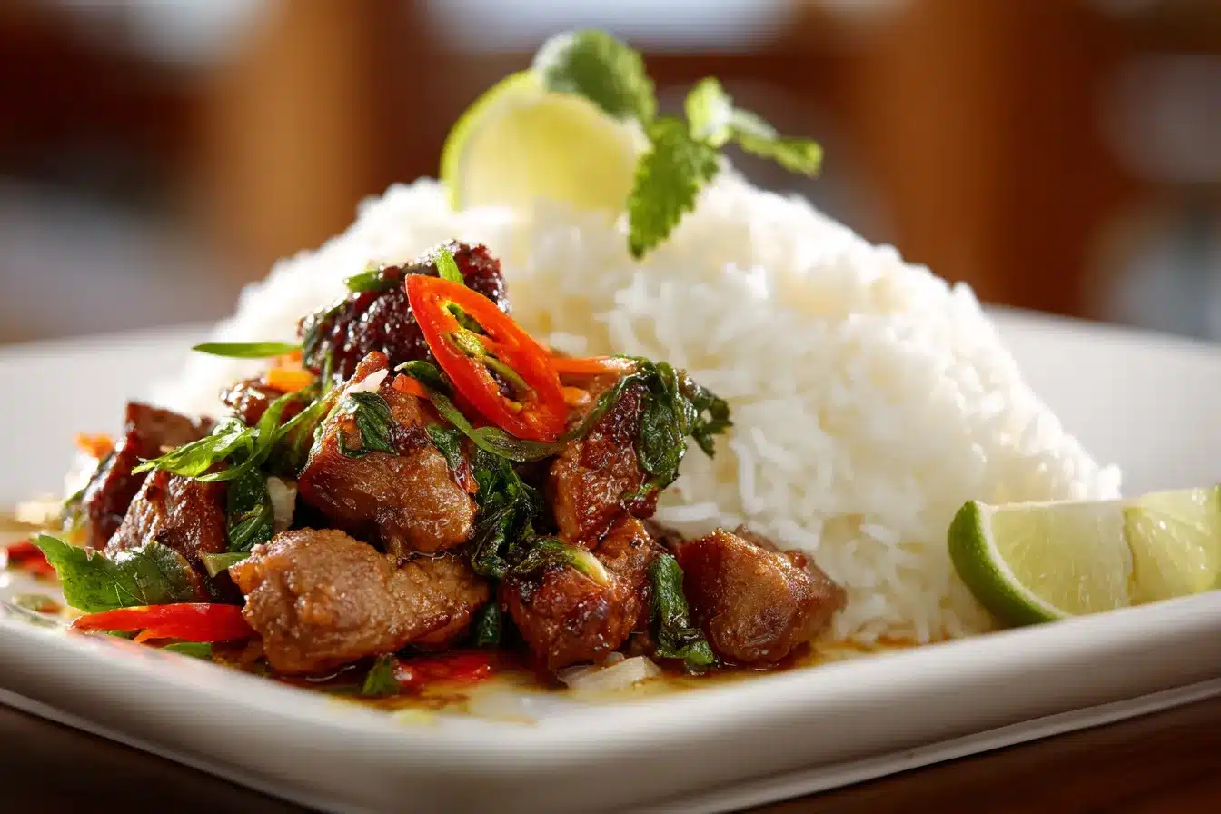 Zesty Ginger Lime Pork with Irresistible Creamy Coconut Rice