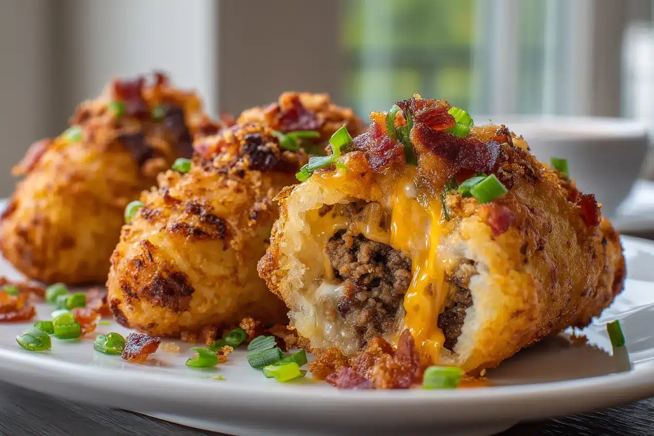 Ultimate Bacon Cheeseburger Stuffed Tater Tot Cones Recipe 3 Bacon Cheeseburger Stuffed Tater upscaled 68ac367a325ff