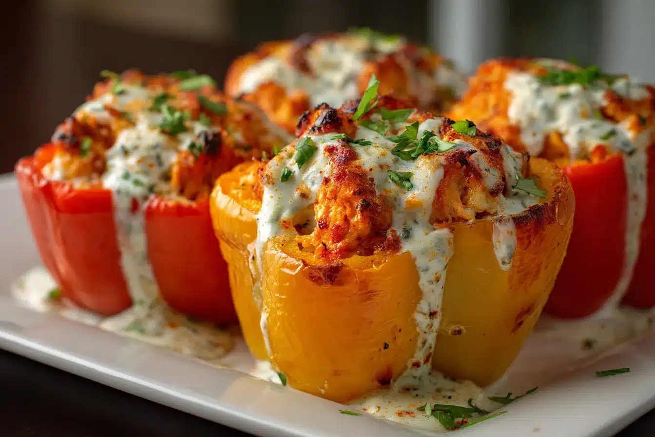 Irresistible Buffalo Chicken Stuffed Peppers Recipe Delight