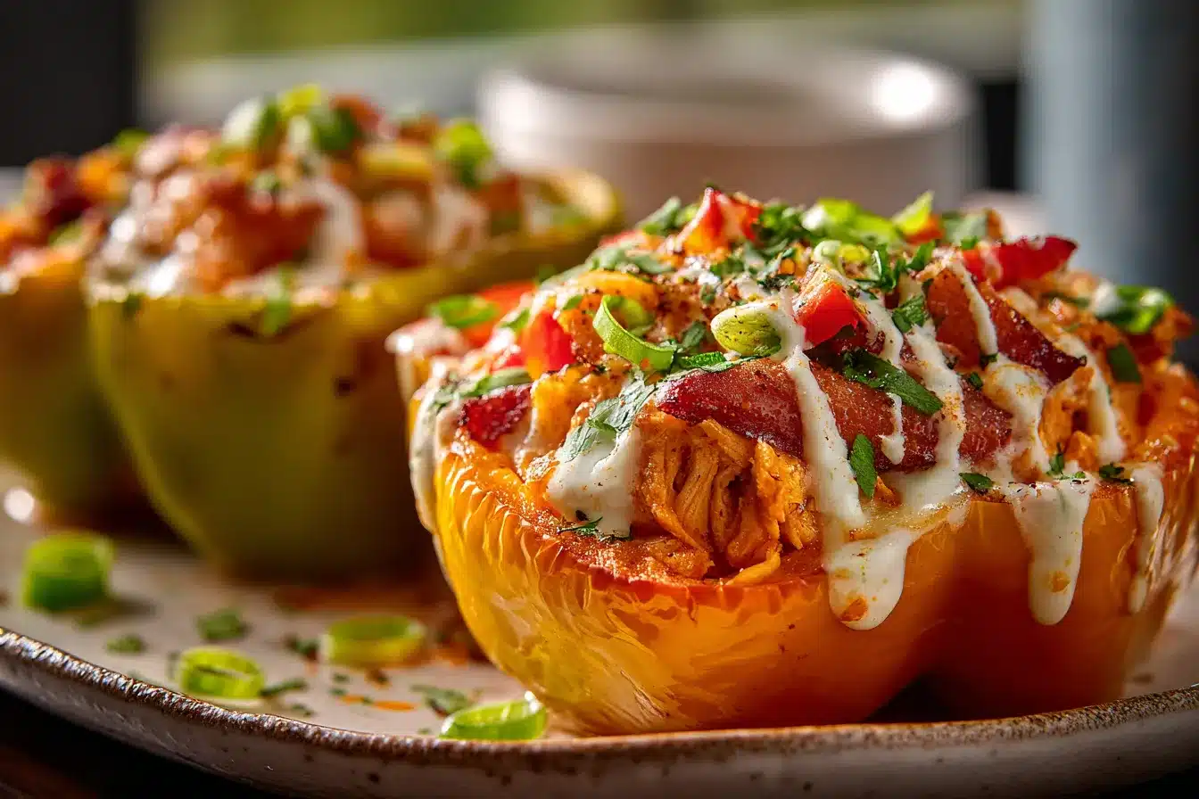 Irresistible Buffalo Chicken Stuffed Peppers Recipe Delight 3 Buffalo Chicken Stuffed Peppers upscaled 68ab2a9637f31