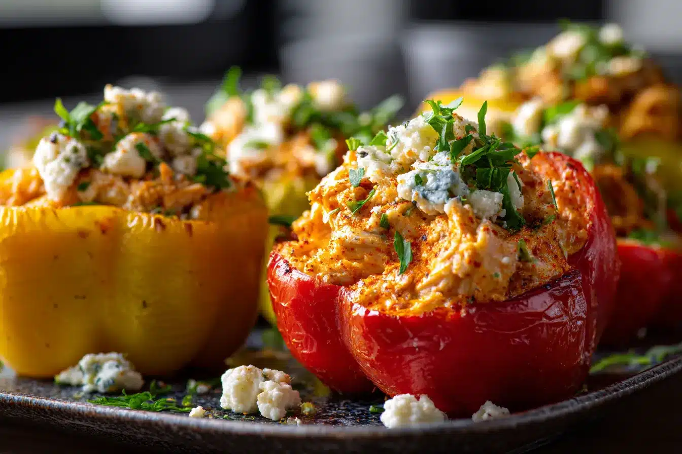 Irresistible Buffalo Chicken Stuffed Peppers Recipe Delight 4 Buffalo Chicken Stuffed Peppers upscaled 68ab2b0ec7914