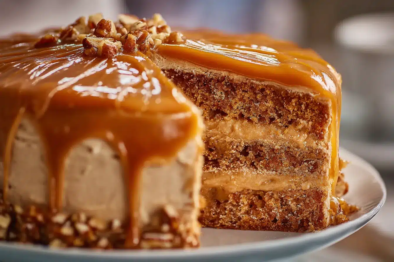 Irresistible Butterscotch Cake w Decadent Caramel Frosting