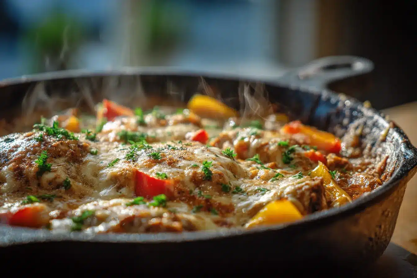 Irresistible Cheesy Baja Chicken Bell Pepper Skillet Recipe