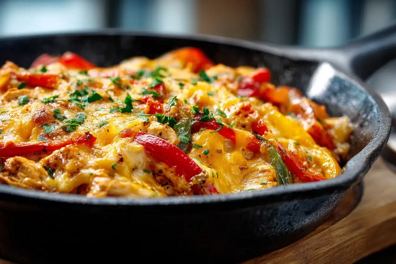 Irresistible Cheesy Baja Chicken Bell Pepper Skillet Recipe 2 Cheesy Baja Chicken upscaled 68a8b1c666a58