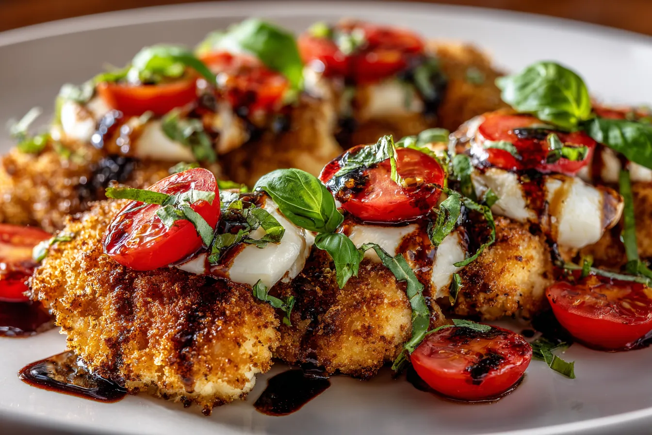 Crispy Chicken Caprese Irresistible Flavor with Balsamic Glaze 1 Crispy Chicken Caprese with upscaled 68a68ca2e039e