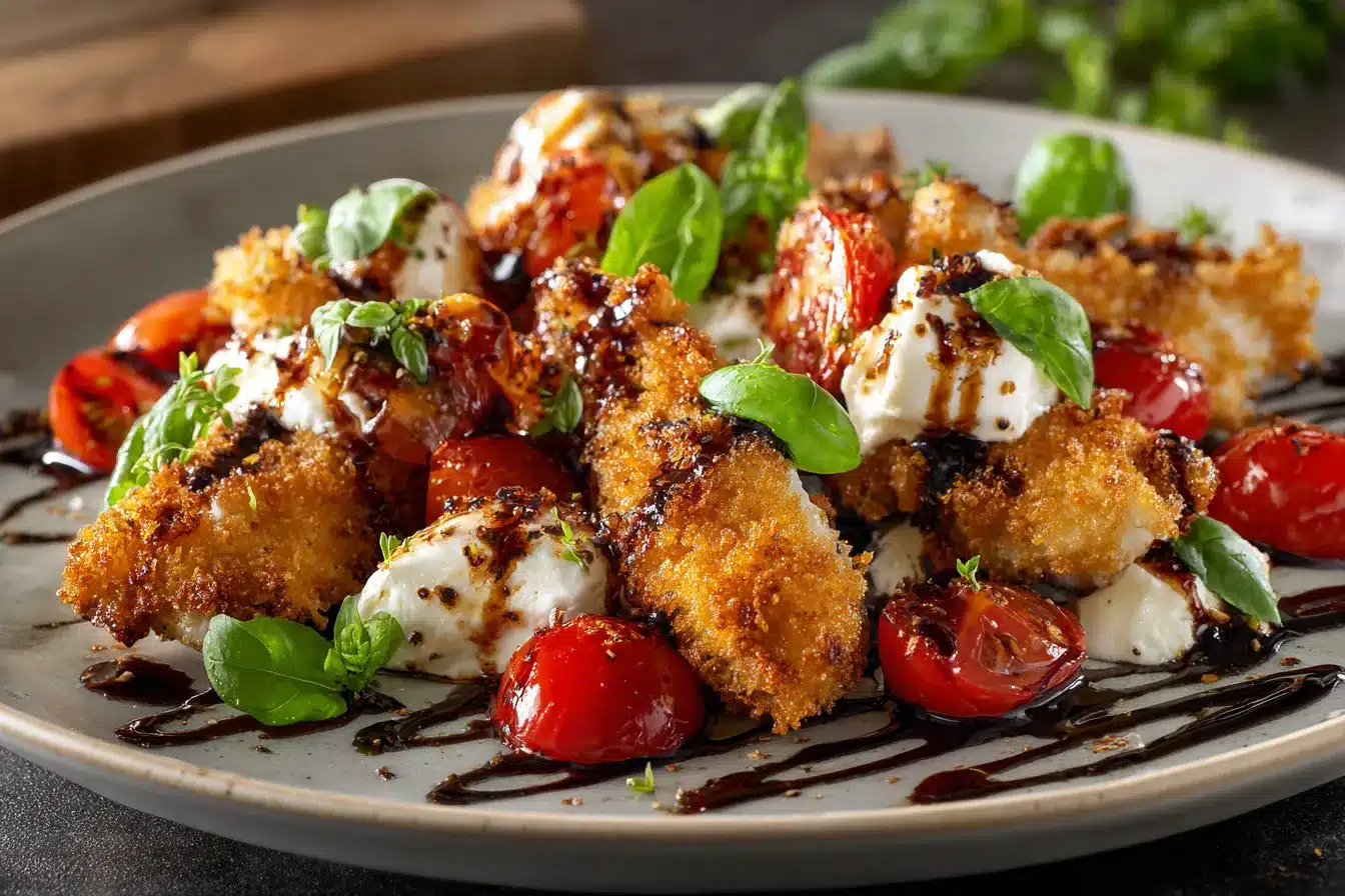 Crispy Chicken Caprese Irresistible Flavor with Balsamic Glaze 2 Crispy Chicken Caprese with upscaled 68a68d1a7bee1
