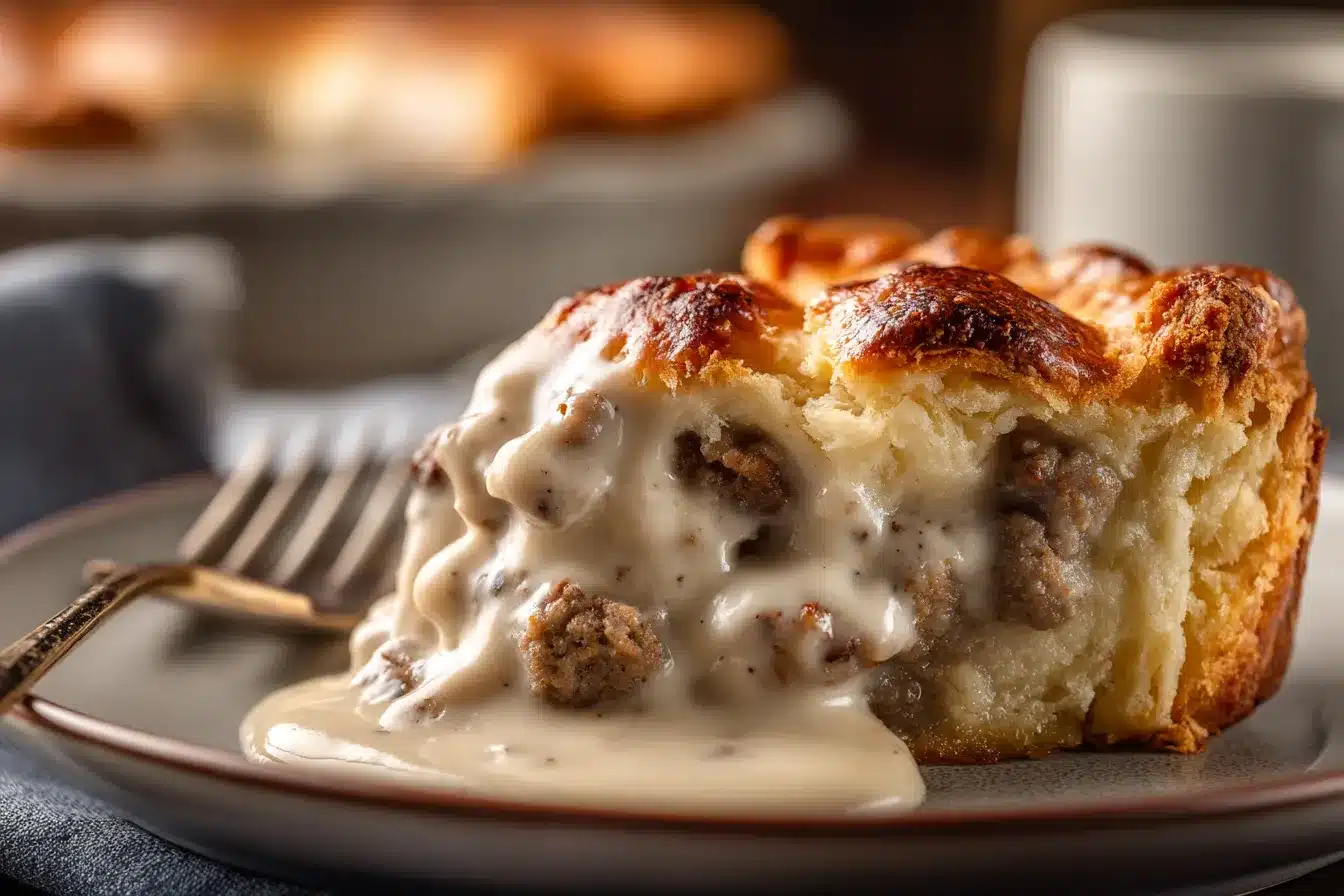 Easy Sausage Gravy Pie w Biscuit Crust Irresistible Delight