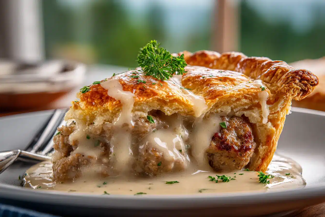 Easy Sausage Gravy Pie w Biscuit Crust Irresistible Delight 4 Easy Sausage and Gravy upscaled 68ac6032508f2