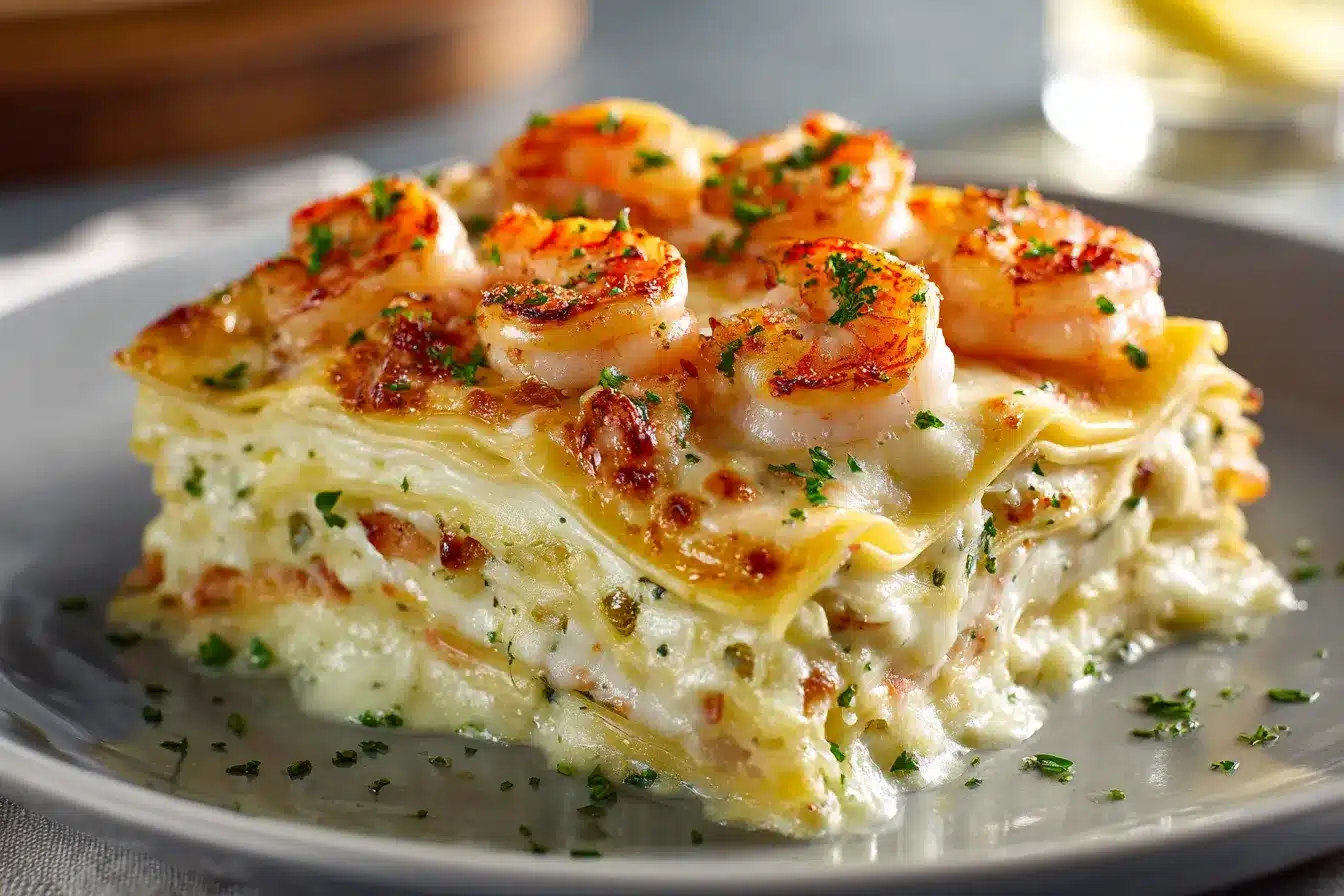 Savory Garlic Butter Shrimp Scampi Lasagna Recipe Delight