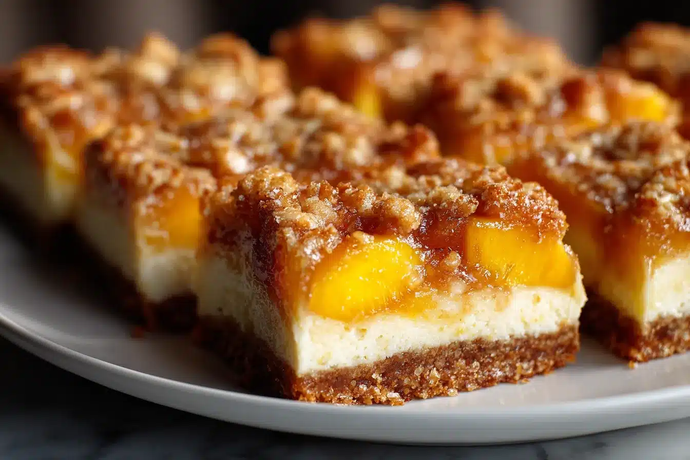 Irresistible Peach Cobbler Cheesecake Bars Recipe to Delight 2 Peach Cobbler Cheesecake Bars upscaled 68abc4cf16257
