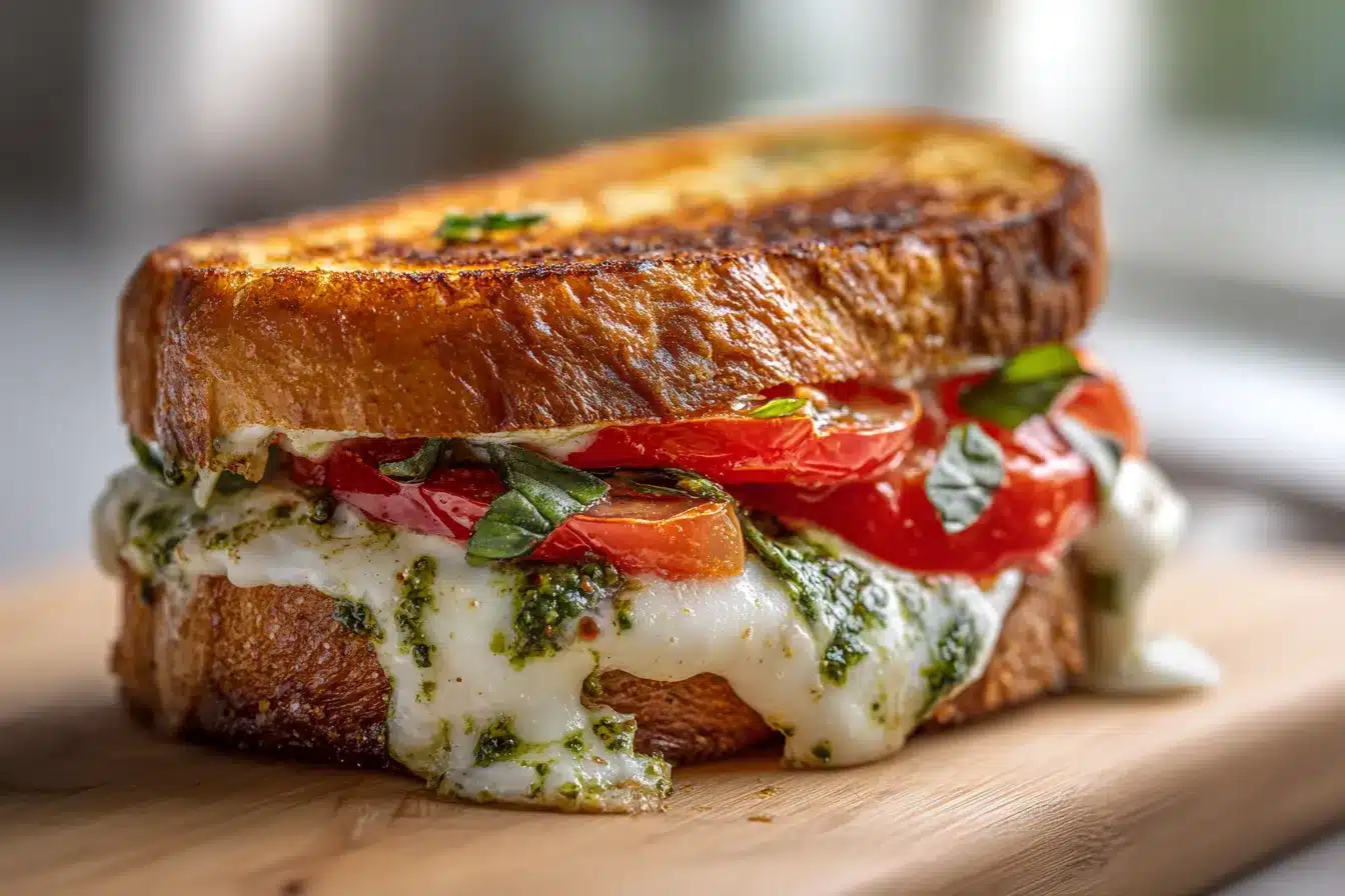 Irresistible Pesto Caprese Grilled Cheese A Flavor Explosion 2 Pesto Caprese Grilled Cheese upscaled 68ac7c527ddff