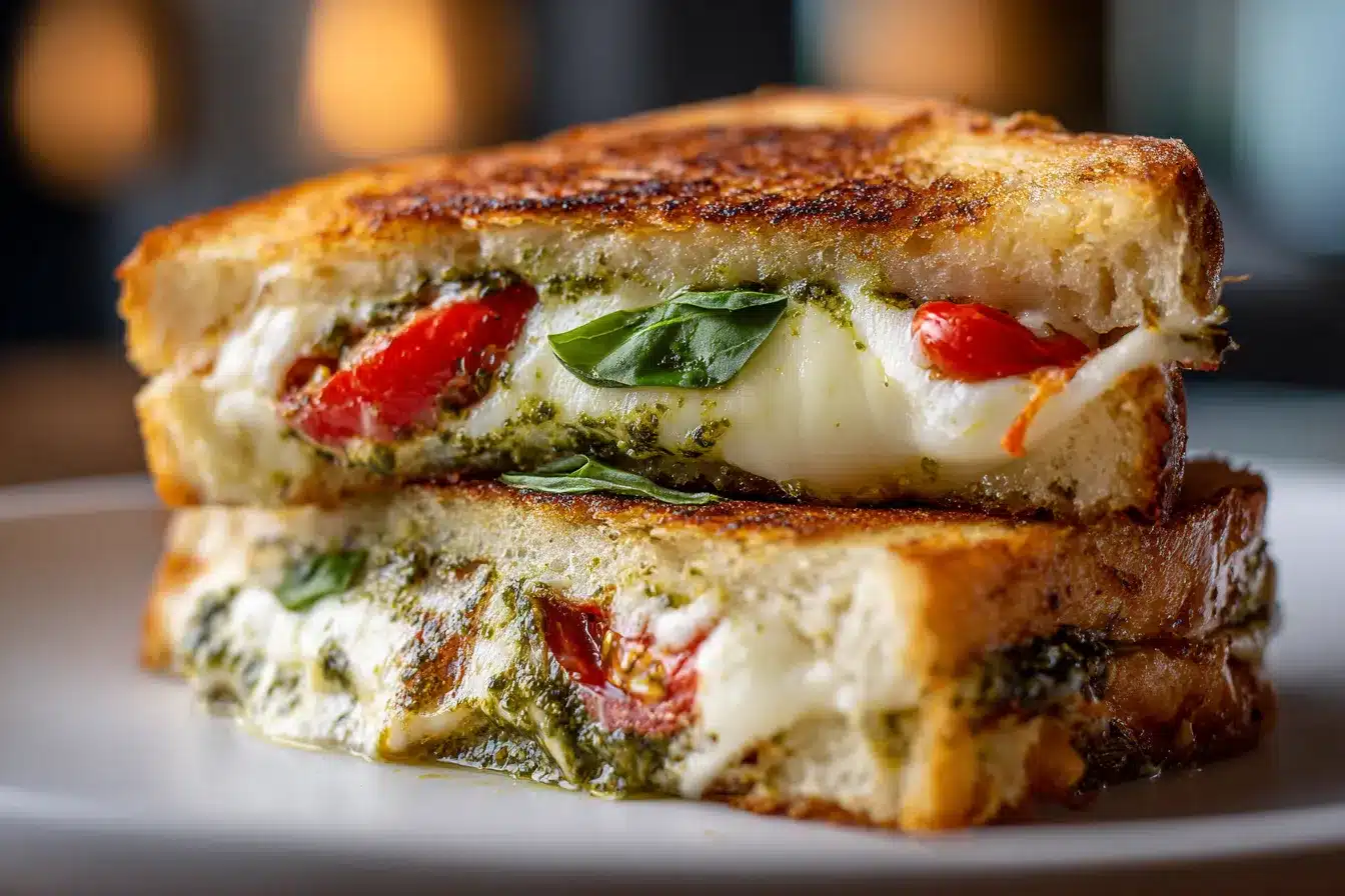 Irresistible Pesto Caprese Grilled Cheese A Flavor Explosion 1 Pesto Caprese Grilled Cheese upscaled 68ac7cca2d40a