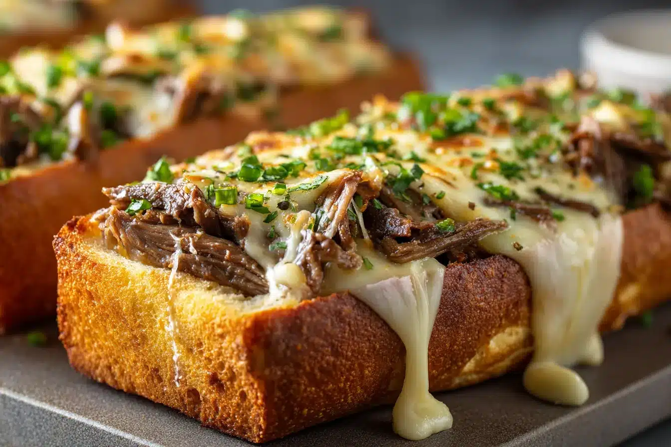 Mouthwatering Philly Cheesesteak Stuffed Garlic Bread Recipe 2 Philly Cheesesteak Stuffed Garlic upscaled 68ac43225ed9c