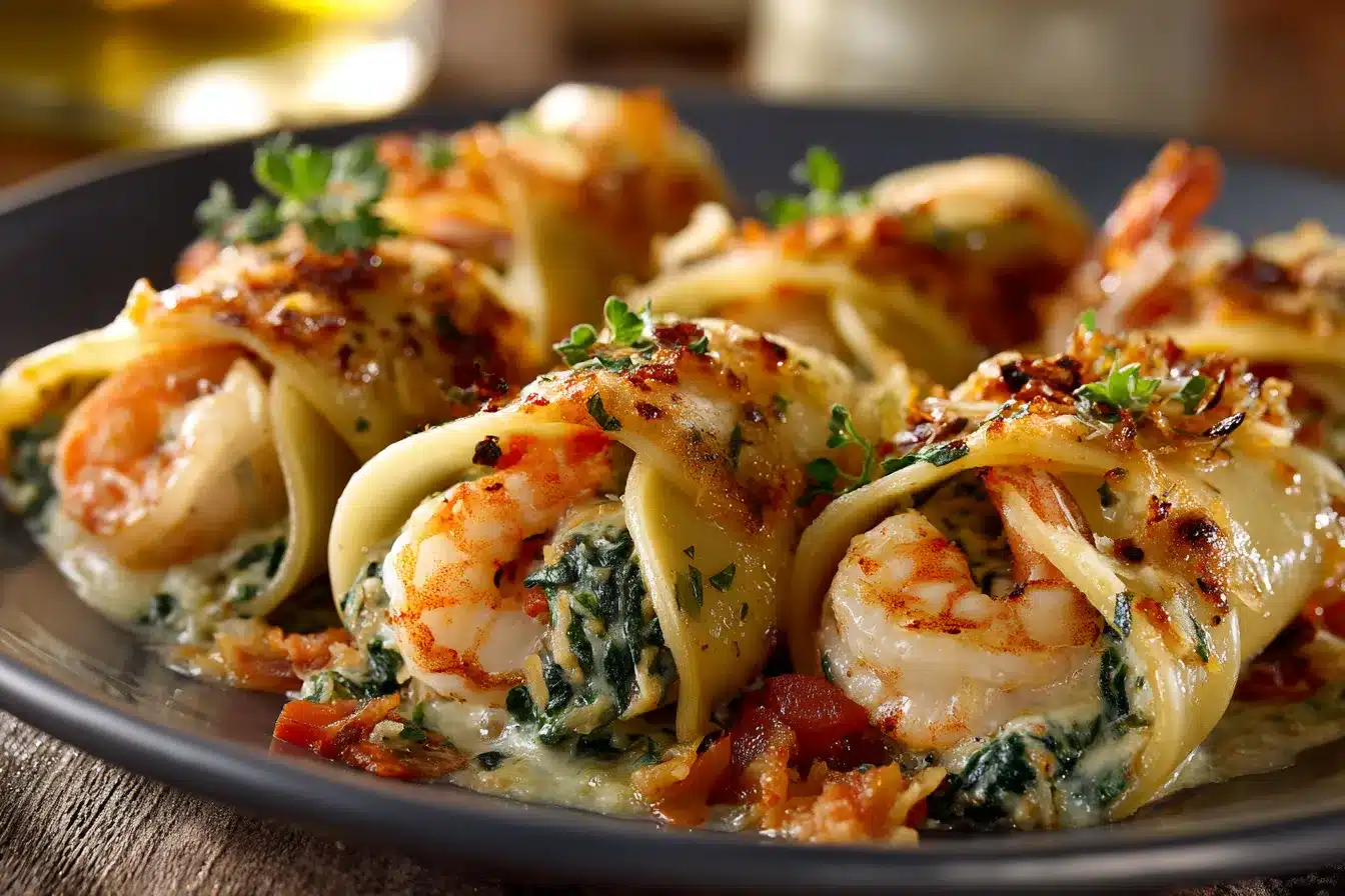 Savory Shrimp Spinach Stuffed Pasta Rolls Recipe Delight 3 Shrimp and Spinach Stuffed upscaled 68aeca7a5a3d5