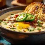 Spicy Jalapeño Popper Soup with Grilled Cheese