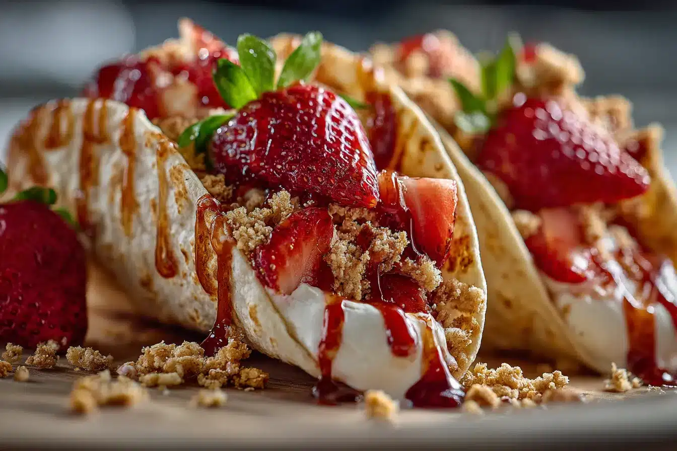 Irresistible Strawberry Crunch Cheesecake Tacos Delight