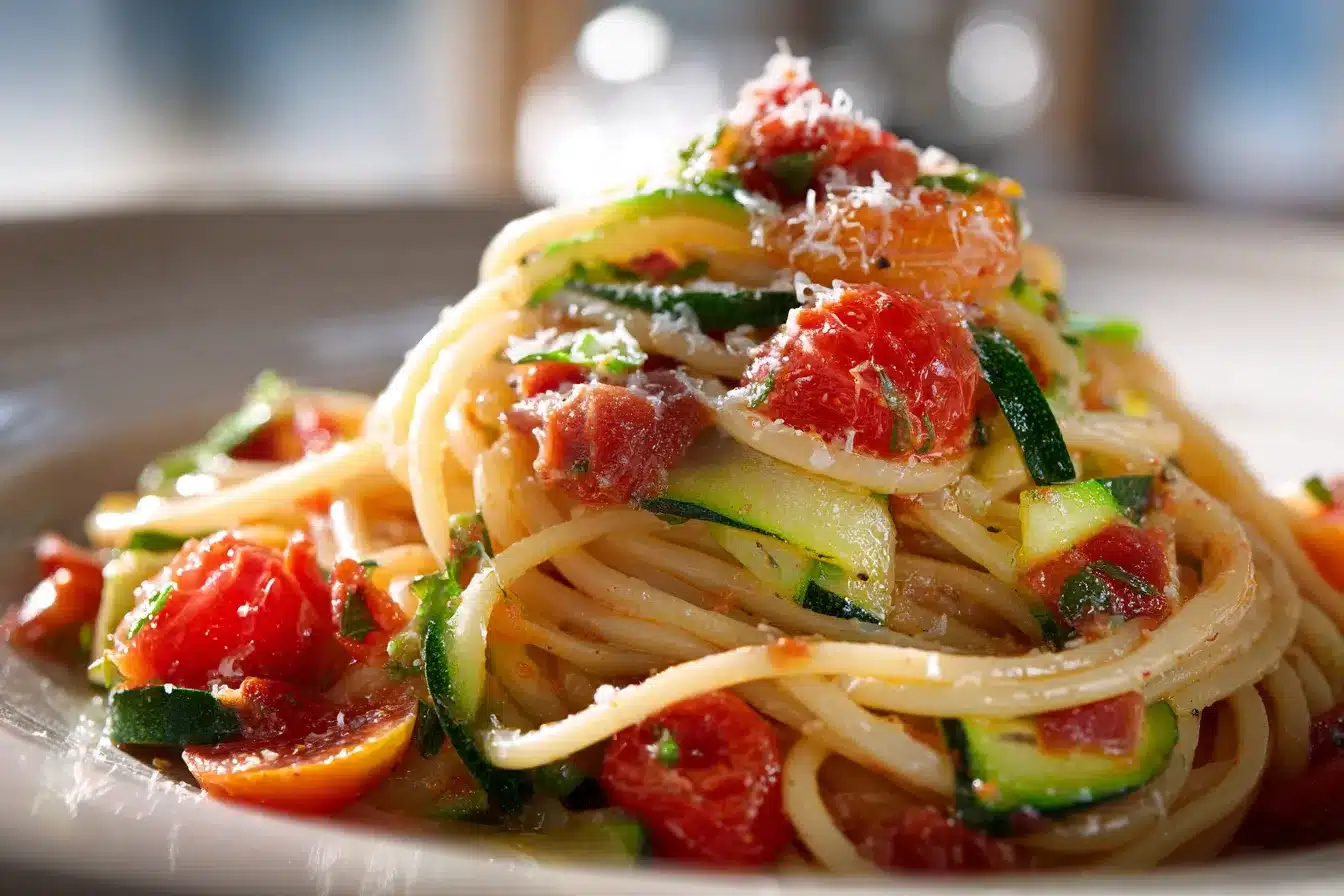 Delicious Tomato Zucchini Pasta Quick Healthy Recipe 2 Tomato Zucchini Pasta upscaled 68ac3896484c0
