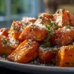 Savory Roasted Sweet Potatoes with Garlic Parmesan Delight 4 Vegetable Side Dishes: Roasted Sweet Potatoes with Garlic and Parmesan