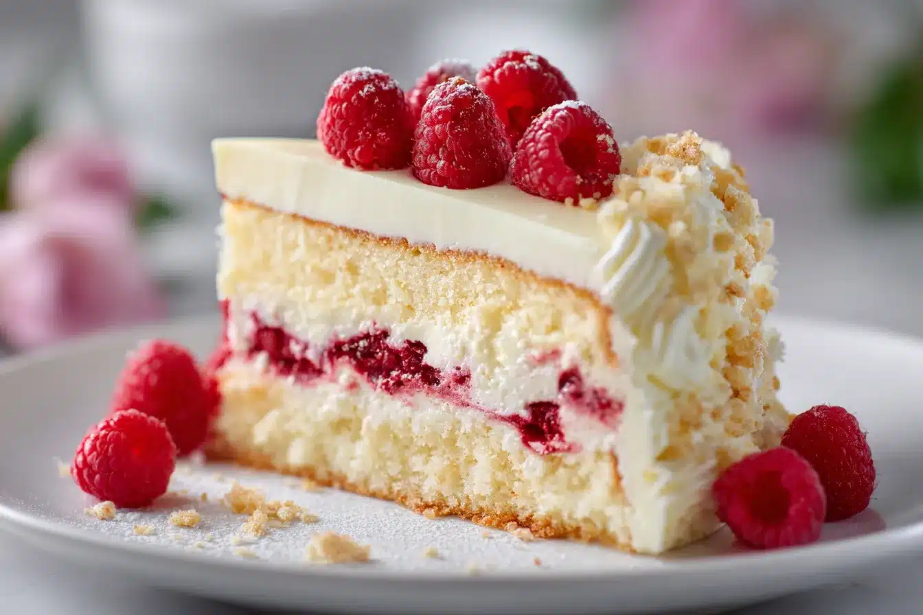 Indulge in White Chocolate Raspberry Dream Cake Delightful Recipe 1 White Chocolate Raspberry Dream upscaled 68ac50062edaf