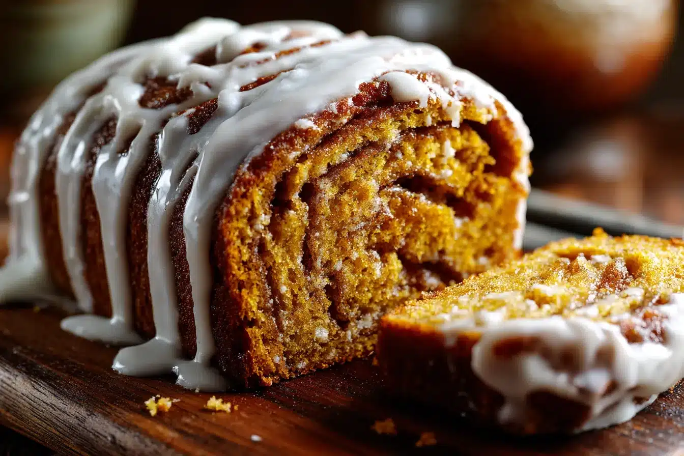 Irresistible Cinnamon Roll Pumpkin Bread with Cream Cheese Glaze 1 Cinnamon Roll Pumpkin Bread upscaled 68d0ae937b323