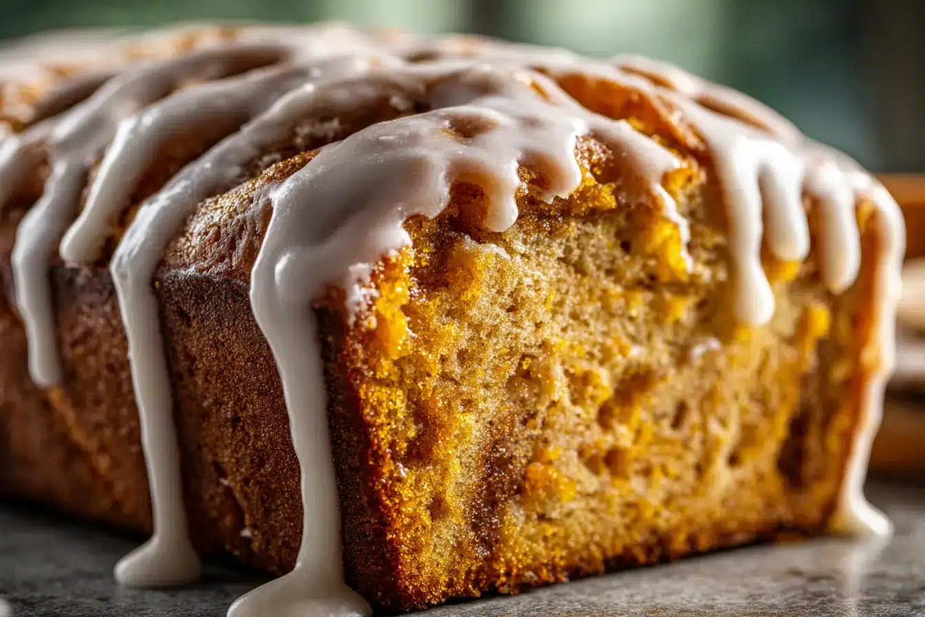 Irresistible Cinnamon Roll Pumpkin Bread with Cream Cheese Glaze