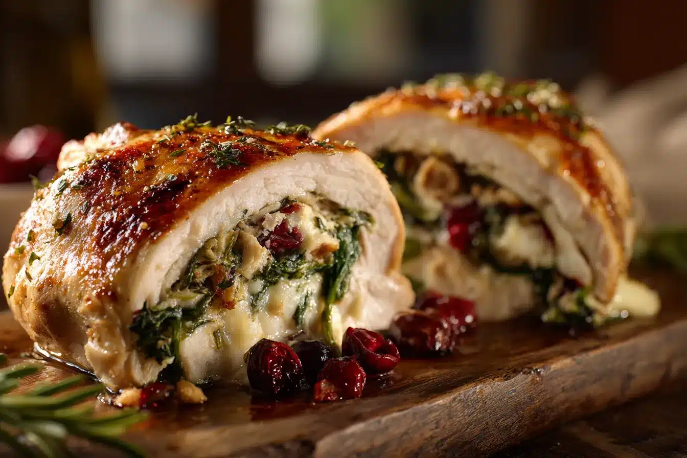Savory Cranberry Spinach Stuffed Chicken with Brie Delight