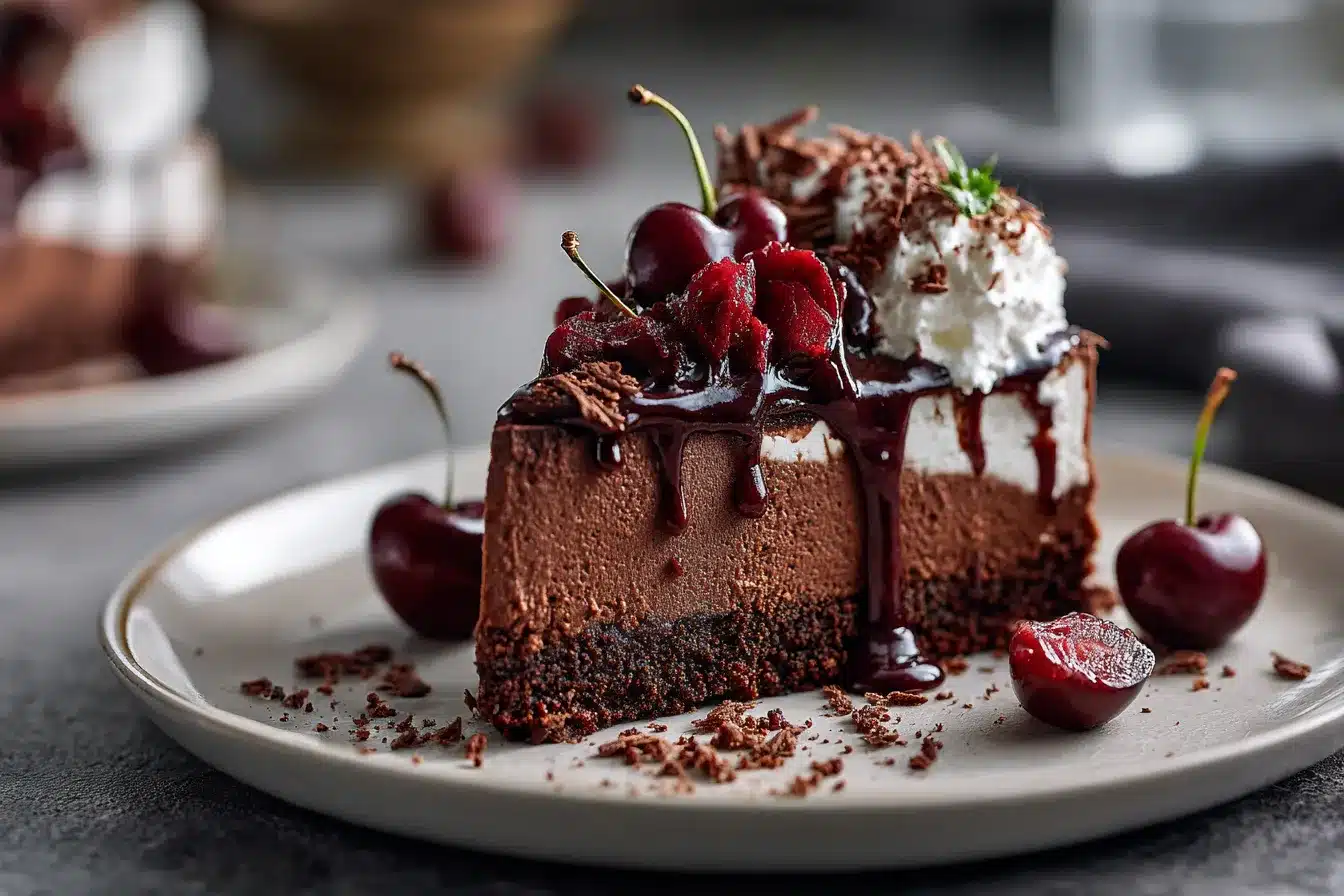 Indulgent Black Forest Cheesecake Recipe for Dessert Lovers 3 Decadent Black Forest Cheesecake upscaled 68d03f7c231b4