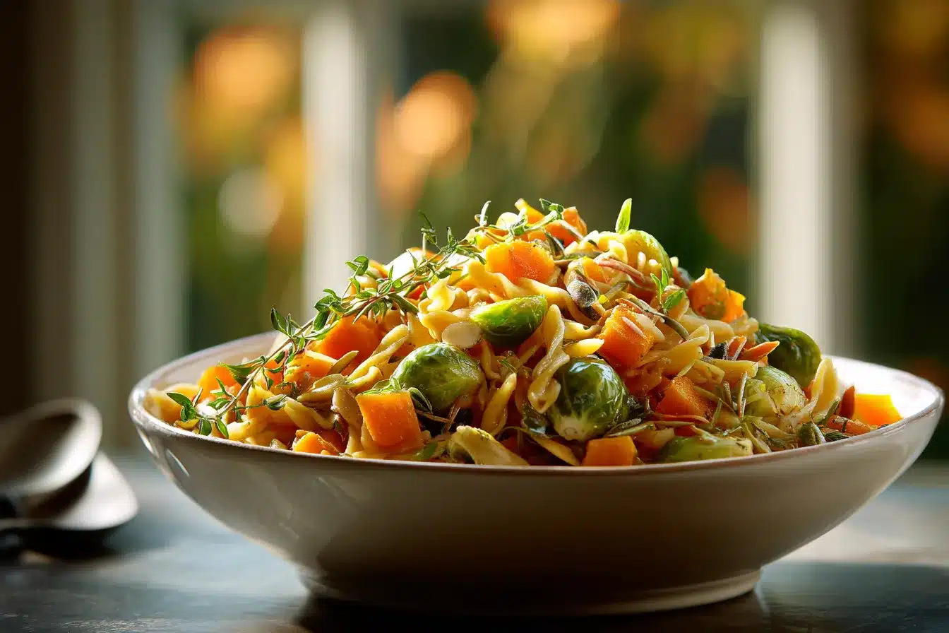 Delicious Fall Pasta Salad Butternut Squash Brussels Boost
