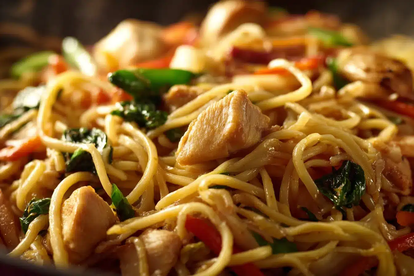 Flavorful Garlic Chicken Lo Mein with Crunchy Veggies Recipe