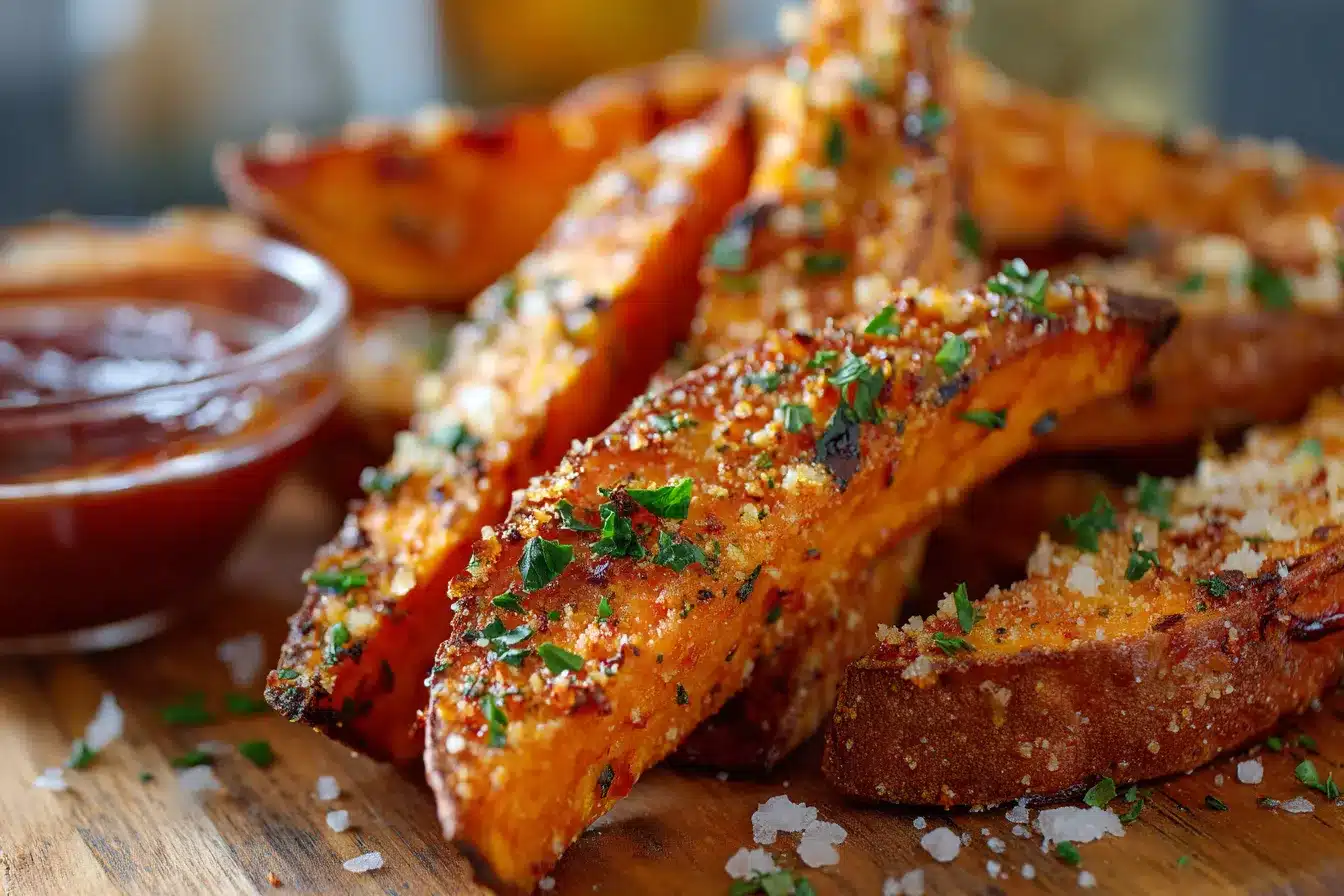 Delicious Garlic Parmesan Sweet Potato Wedges Easy Recipe 1 Garlic Parmesan Sweet Potato upscaled 68bf7bd77d7b5