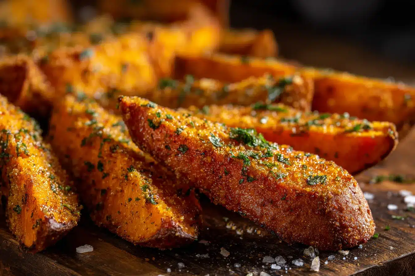 Delicious Garlic Parmesan Sweet Potato Wedges Easy Recipe