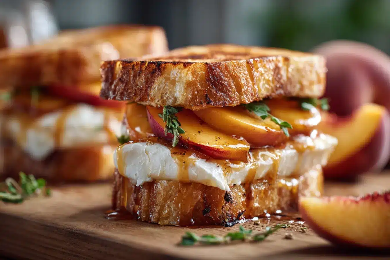 Irresistible Gourmet Caramelized Peach Brie Grilled Sandwiches 3 Gourmet Caramelized Peach and upscaled 68b884026e955