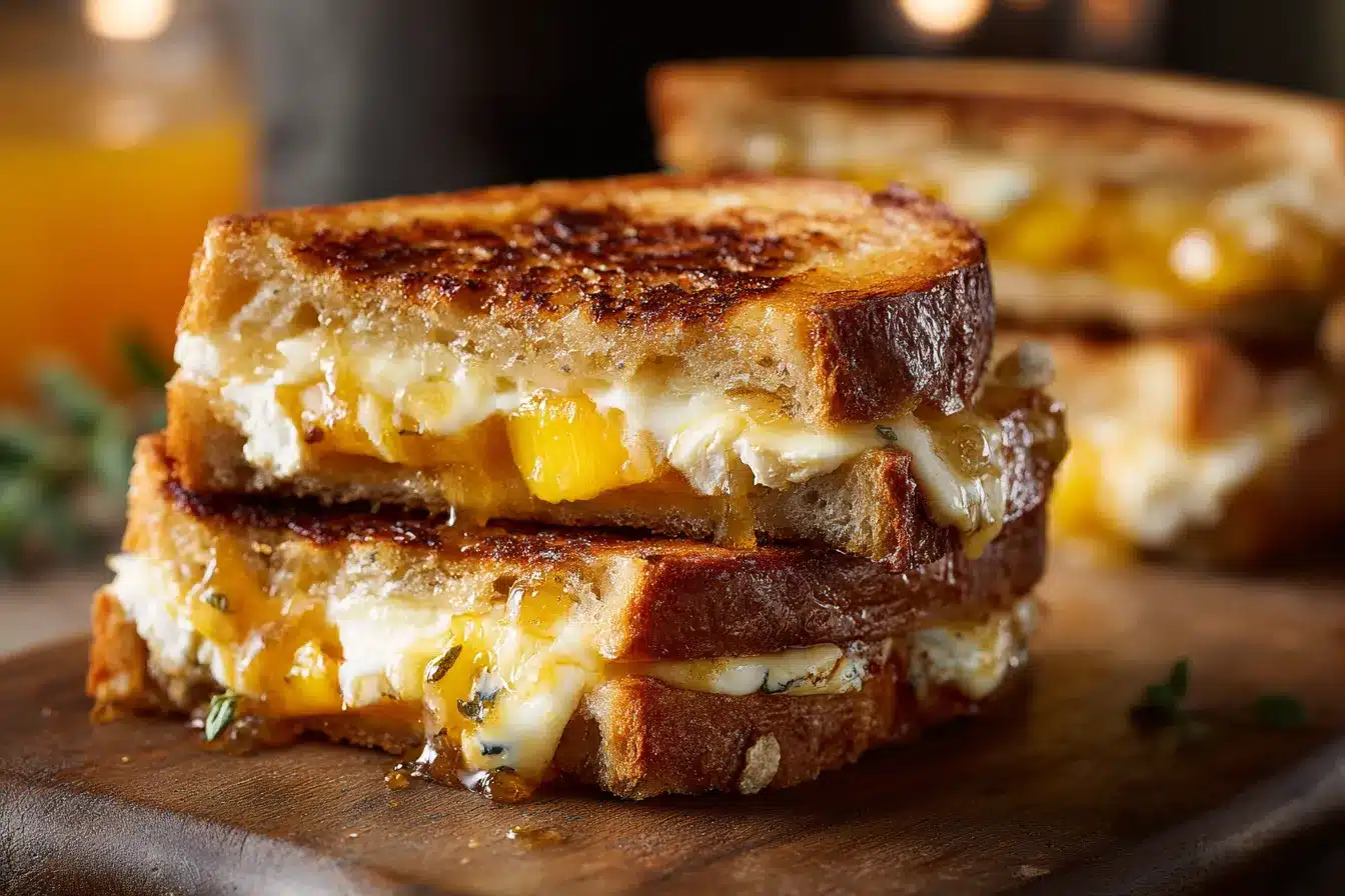 Irresistible Gourmet Caramelized Peach Brie Grilled Sandwiches