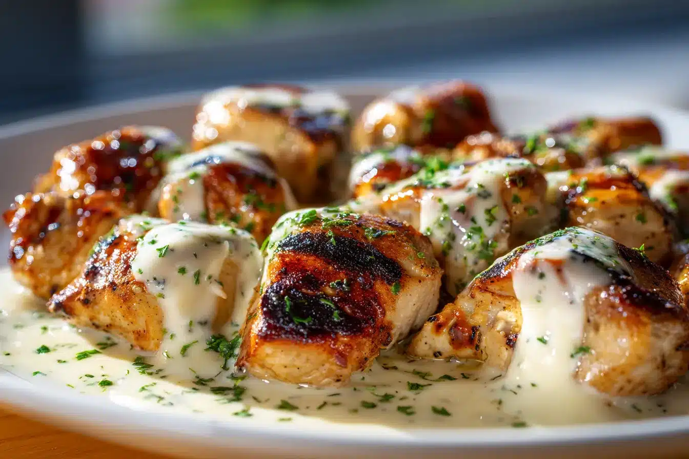 Irresistible Grilled Chicken Bites with Creamy Garlic Sauce 3 Grilled Chicken Bites with upscaled 68bd671a5ca2c