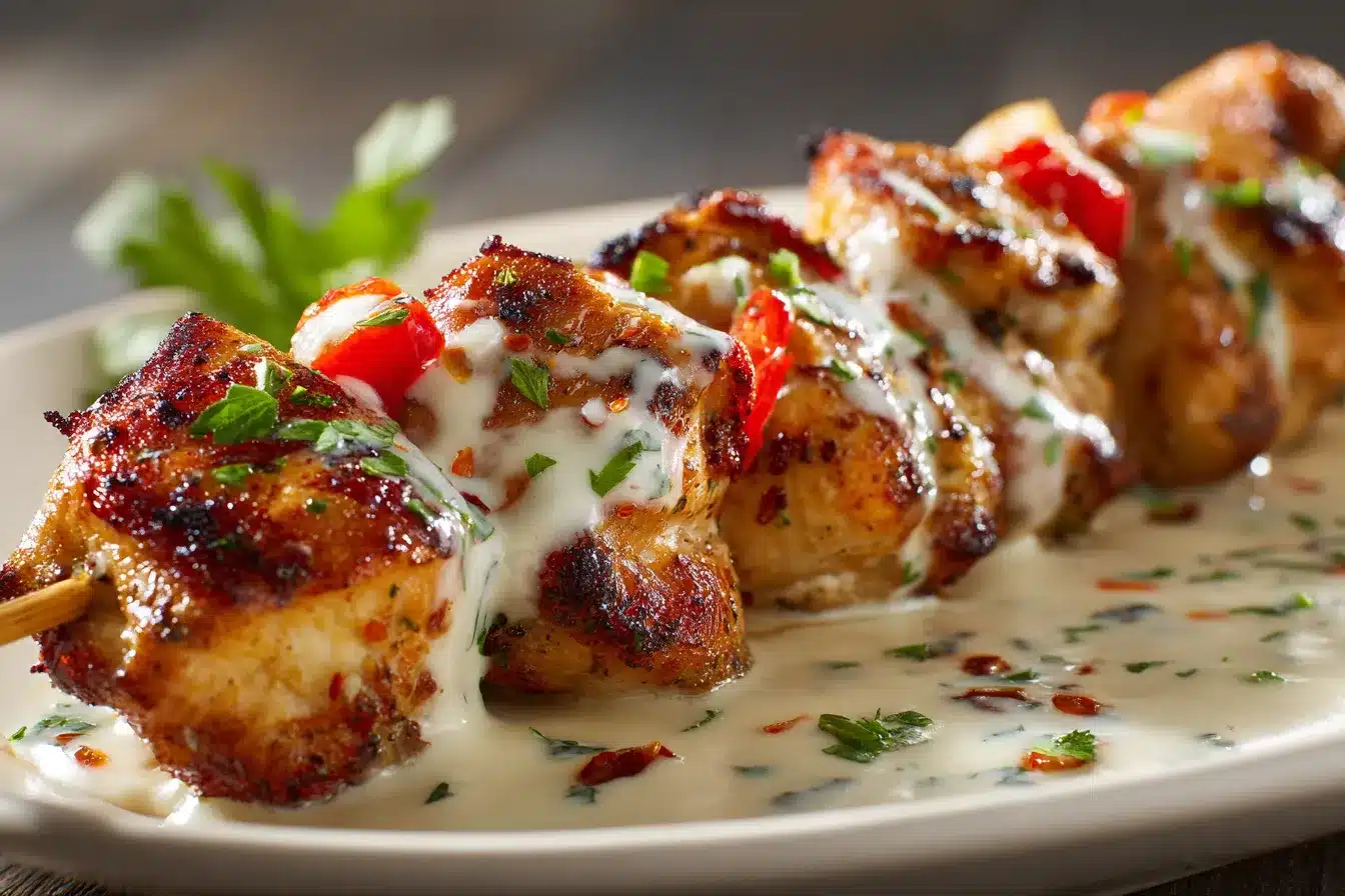 Irresistible Grilled Chicken Bites with Creamy Garlic Sauce