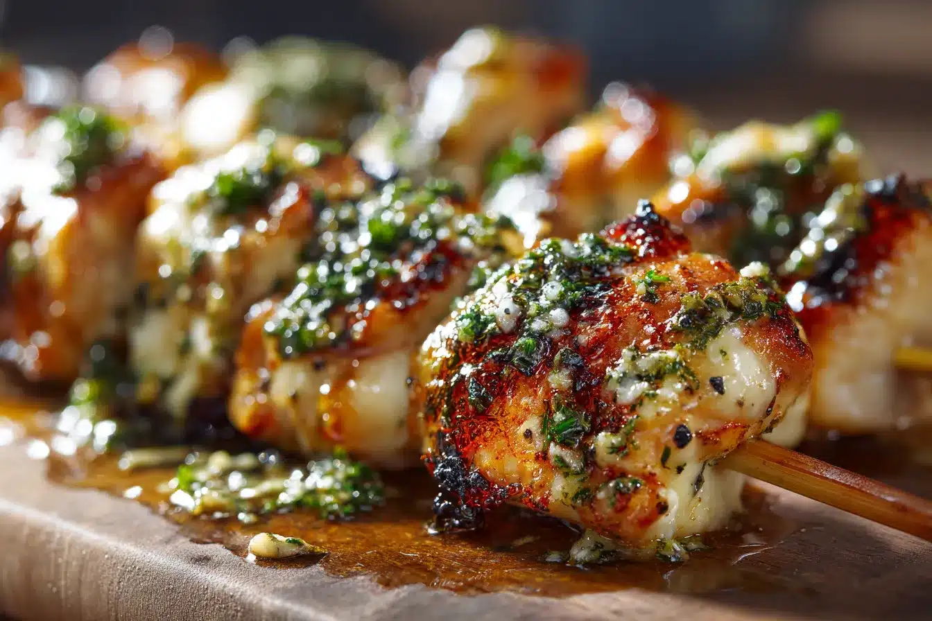 Irresistible Grilled Ranch Garlic Parmesan Chicken Skewers