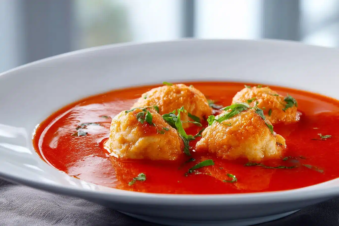 Irresistible Hearty Tomato Soup w Cheddar Bay Dumplings