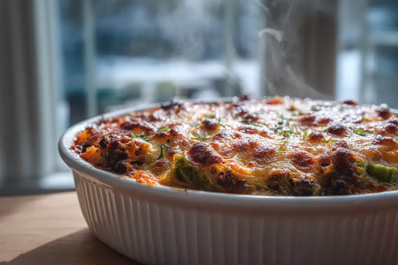 Delicious Homemade Cheesy Beef Veggie Casserole Recipe 1 Homemade Cheesy Beef upscaled 68b707625a37d