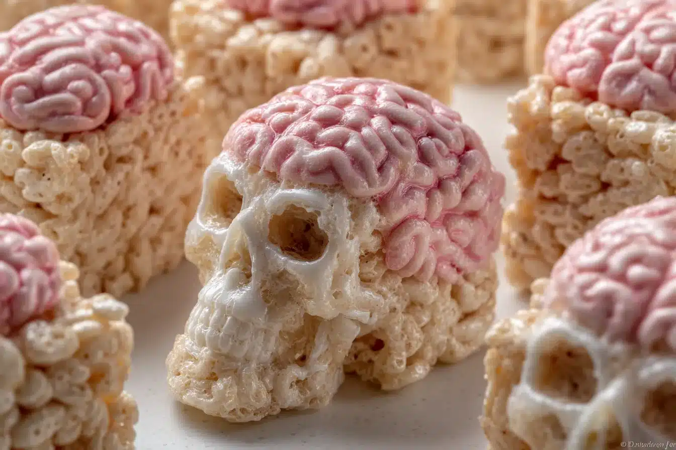 Delicious Marshmallow Rice Krispies Halloween Brains Treats