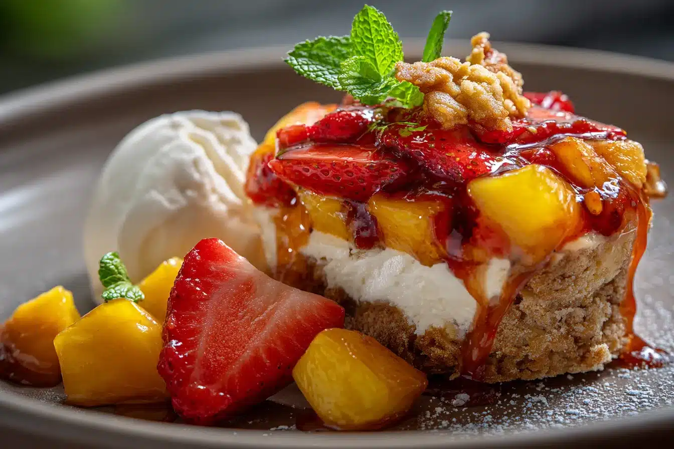 Delicious Peach Cobbler Cheesecake Fruit Salad Delight 1 Peach Cobbler Cheesecake Fruit upscaled 68b84a9690518