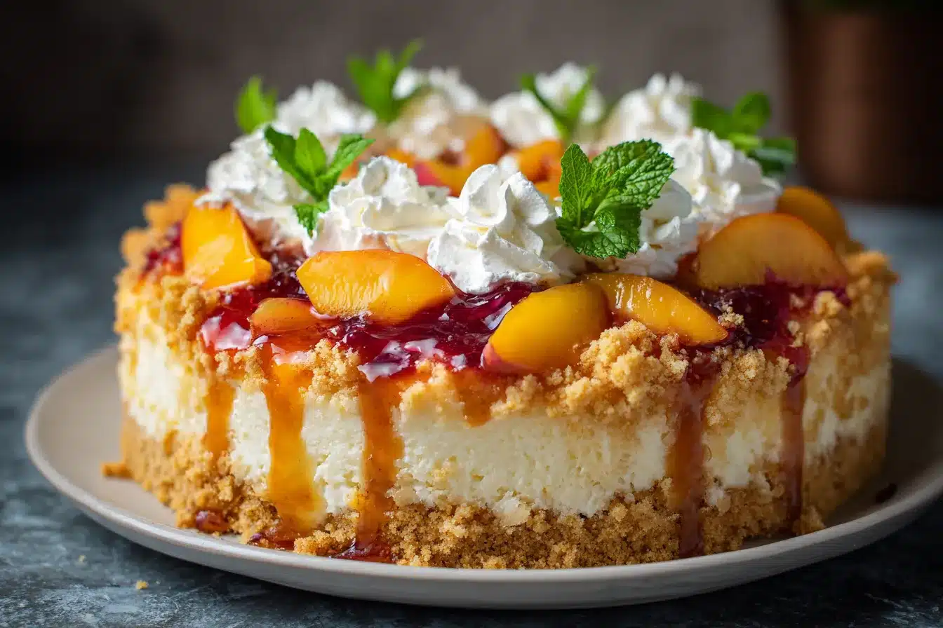 Delicious Peach Cobbler Cheesecake Fruit Salad Delight