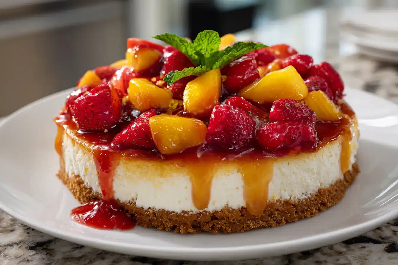 Delicious Peach Cobbler Cheesecake Fruit Salad Delight 3 Peach Cobbler Cheesecake Fruit upscaled 68b84bc2f2b1f